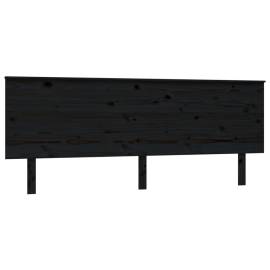 Tăblie de pat, negru, 204x6x82,5 cm, lemn masiv de pin, 2 image