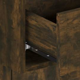 Tăblie de pat cu dulapuri, stejar fumuriu, lemn prelucrat, 6 image