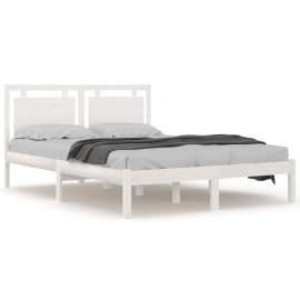 Cadru de pat, alb, 140x190 cm, lemn masiv, 2 image