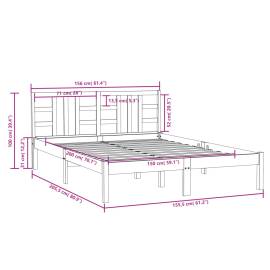 Cadru de pat 5ft king size, alb, 150x200 cm, lemn masiv, 6 image