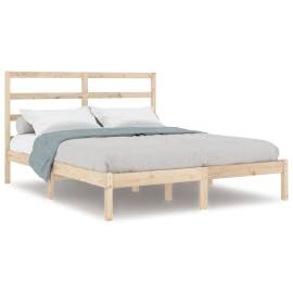 Cadru de pat mic dublu 4ft, 120x190 cm, lemn masiv, 2 image