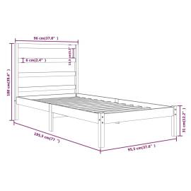 Cadru de pat single 3ft, 90x190 cm, lemn masiv, 6 image