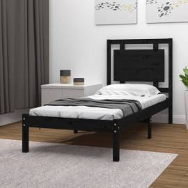 Cadru de pat single 3ft, negru, 90x190 cm, lemn masiv