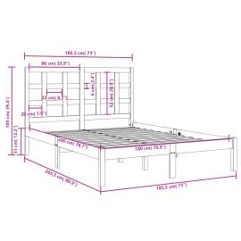 Cadru de pat super king 6ft, alb, 180x200 cm, lemn masiv, 6 image