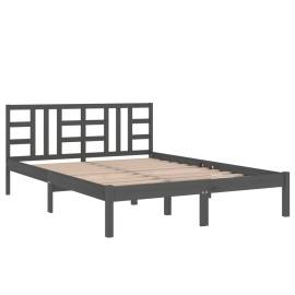 Cadru de pat super king 6ft, gri, 180x200 cm, lemn masiv, 4 image