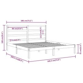 Cadru de pat super king 6ft, gri, 180x200 cm, lemn masiv, 6 image