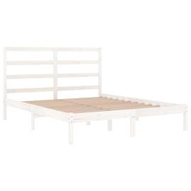 Cadru pat, alb, 140x190 cm, lemn masiv de pin, 4 image