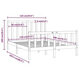 Cadru de pat, alb, 120x200 cm, lemn masiv, 8 image