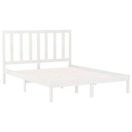 Cadru de pat, alb, 140x200 cm, lemn masiv, 4 image