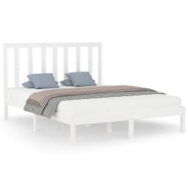 Cadru de pat, alb, 140x200 cm, lemn masiv, 2 image