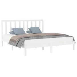 Cadru de pat, alb, 200x200 cm, lemn masiv, 3 image