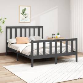 Cadru de pat 5ft king size,gri ,150x200 cm,lemn masiv de pin