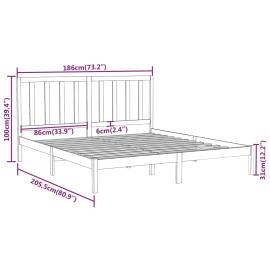 Cadru de pat super king 6ft, gri, 180x200 cm, lemn masiv, 6 image