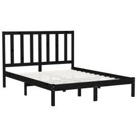 Cadru pat 5ft king size, negru, 150x200 cm, lemn masiv, 4 image