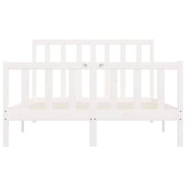 Cadru de pat, alb, 160x200 cm, lemn masiv, 5 image