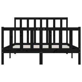 Cadru de pat, negru, 160x200 cm, lemn masiv, 5 image