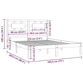 Cadru de pat super king 6ft, alb, 180x200 cm, lemn masiv de pin, 6 image