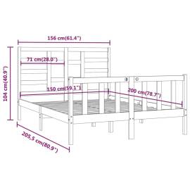 Cadru pat 5ft king size, gri, 150x200 cm, lemn masiv, 8 image