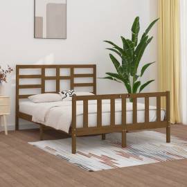 Cadru pat 5ft king size, maro miere, 150x200 cm, lemn masiv