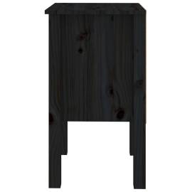 Noptieră, negru, 40x35x61,5 cm, lemn masiv de pin, 6 image