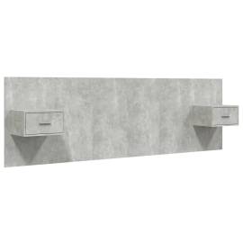 Tăblie de pat cu dulapuri, gri beton, lemn prelucrat, 2 image