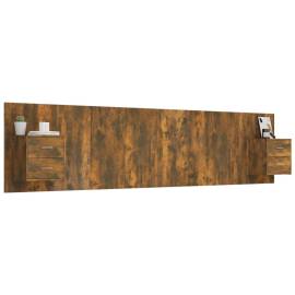 Tăblie de pat cu dulapuri, stejar fumuriu, lemn prelucrat, 3 image