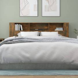 Tăblie de pat cu dulap, stejar fumuriu, 200x18,5x104,5 cm, 5 image