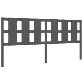 Tăblie de pat, gri, 205,5x4x100 cm, lemn masiv de pin, 2 image