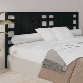 Tăblie de pat, negru, 146x4x100 cm, lemn masiv de pin, 4 image