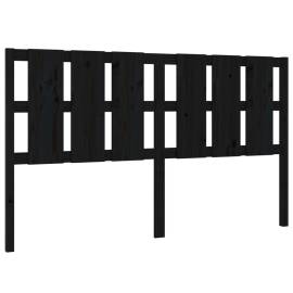 Tăblie de pat, negru, 165,5x4x100 cm, lemn masiv de pin, 2 image