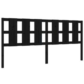 Tăblie de pat, negru, 205,5x4x100 cm, lemn masiv de pin, 2 image