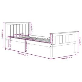 Cadru de pat, gri, 100x200 cm, lemn masiv de pin, 7 image
