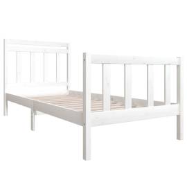 Cadru de pat pentru o persoană 3ft6, alb, 90x190 cm, lemn masiv, 3 image