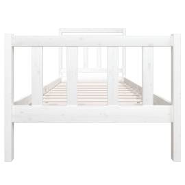 Cadru de pat pentru o persoană 3ft6, alb, 90x190 cm, lemn masiv, 4 image