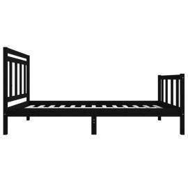 Cadru de pat single 3ft6, negru, 90x190 cm, lemn masiv, 5 image