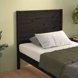 Tăblie de pat, negru, 81x4x100 cm, lemn masiv de pin, 4 image