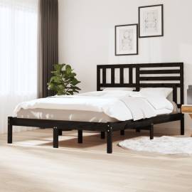 Cadru de pat 5ft king size, negru, 150x200 cm, lemn masiv pin