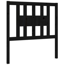 Tăblie de pat, negru, 106x4x100 cm, lemn masiv de pin, 2 image