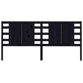 Tăblie de pat, negru, 206x4x100 cm, lemn masiv de pin, 3 image
