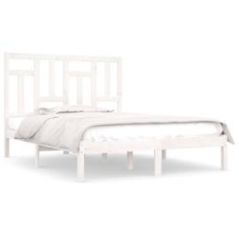 Cadru de pat, alb, 120x200 cm, lemn masiv de pin, 2 image