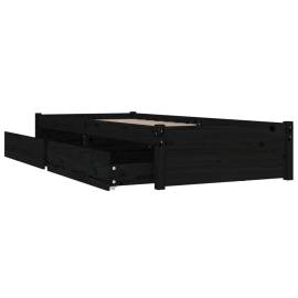 Cadru de pat cu sertare, negru, 90x200 cm, 3 image