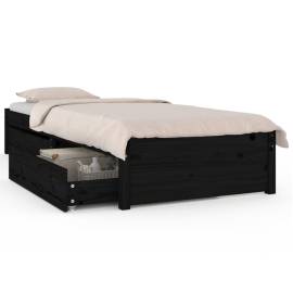 Cadru de pat cu sertare, negru, 90x200 cm, 2 image