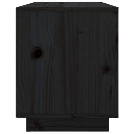 Comodă tv, negru, 74x35x44 cm, lemn masiv de pin, 5 image