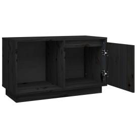Comodă tv, negru, 74x35x44 cm, lemn masiv de pin, 4 image
