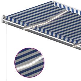 Copertină automată, senzor vânt&led, albastru/alb, 4,5x3,5 m, 6 image