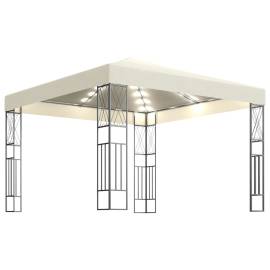 Pavilion cu șir de lumini, crem, 3x3 m, țesătură