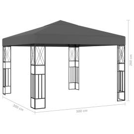 Pavilion cu șir de lumini led, antracit, 3x3 m, țesătură, 8 image
