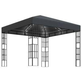 Pavilion cu șir de lumini led, antracit, 3x3 m