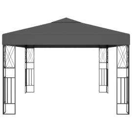 Pavilion cu șir de lumini led, antracit, 3x4 m, țesătură, 4 image