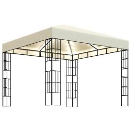 Pavilion cu șir de lumini led, crem, 3x3 m